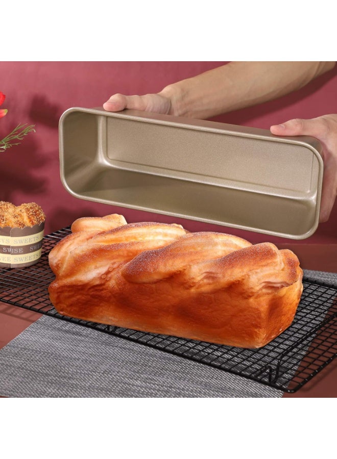 Long Loaf Pan, 12x4 Inch Rectangle Bread Loaf Pan Set of 2, Nonstick Bread Pans Carbon Steel Toast Pan Golden Cake Pan Loaf Baking Pans Bakeware for Oven Baking - Image 4